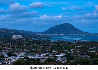 Dusk View Of The Kahala Neighborhood In East Oahu