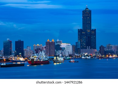 Dusk View Of Kaohsiung Port, Taiwan, Asia