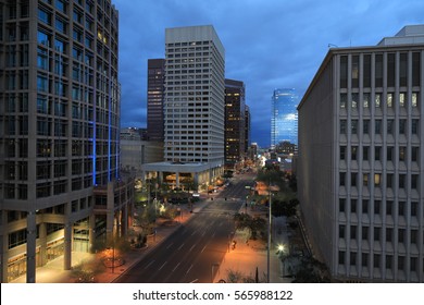 A Dusk view of Phoenix city center