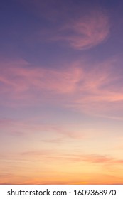 Dusk,Romantic Sunset Orange Sky Twilight In The Evening With Colorful Purple Sunlight And Dark Blue,majestic ​sky Vertical.