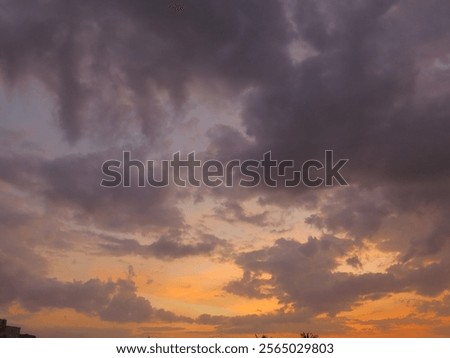dusky view of clouds and sky at sunset in the evening