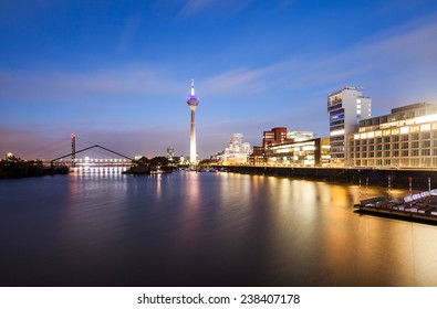 Dusseldorf City Skyline At Night 