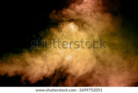 Dust cloud texture background with brown and yellow tones on dark space. Perfect for pollution concept, explosion effect, or abstract motion design for creative and environmental projects.
