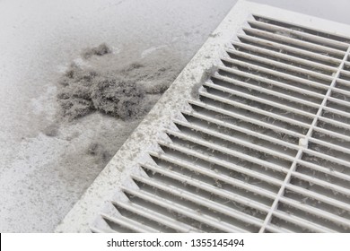 Dust Is Collected From The Duct Filter. Harmful Dust In The Room