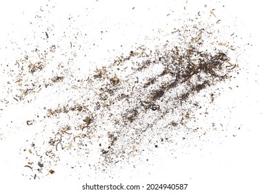 Dust, Metal Shavings, Explosion Scraps Pile Isolated On White Background, Texture, Top View