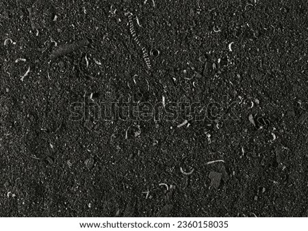 Dust, metal shavings, scraps pile background, texture, top view