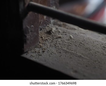 Dust Particles Scattered Over An Old Window Frame