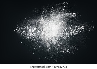 Dust or powder splash cloud isolated on black background