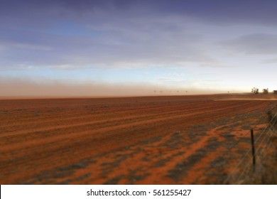 Dust Storm Australia On Farm, Rural Dust Storm