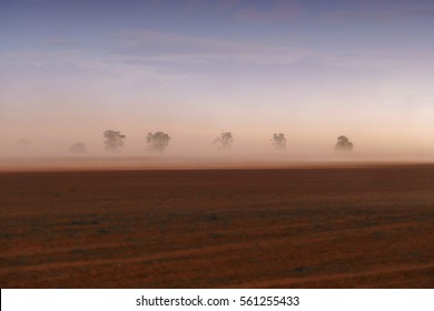 Dust Storm Australia On Farm, Rural Dust Storm