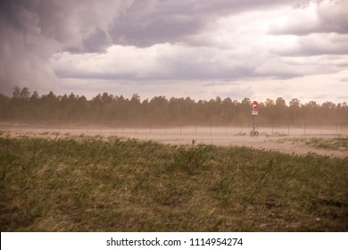 Dust Storm On The Outskirts Of The City In Russia