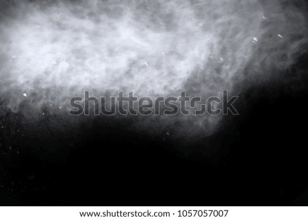 Dust or white powder splash cloud isolated on black background