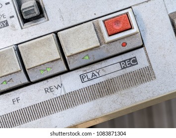 Dusty Play, Record, Rewind And Fast Forward Buttons Of An Old Tape Player