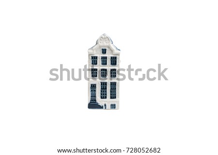 Dutch delft blue ceramic house