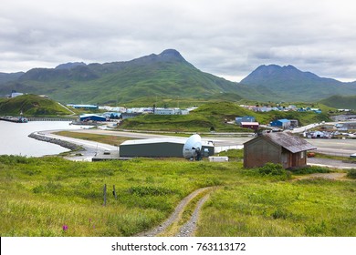 Dutch Harbor, Unalaska, Alaska, USA - August 14th, 2017: View of the Tom Madsen Airport, Dutch Harbor, Unalaska.