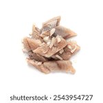 Dutch herring isolated, salted fish meat fillet, traditional maatjes, fresh atlantic herring with onions, matias holenderski, clupea harengus membras on white background