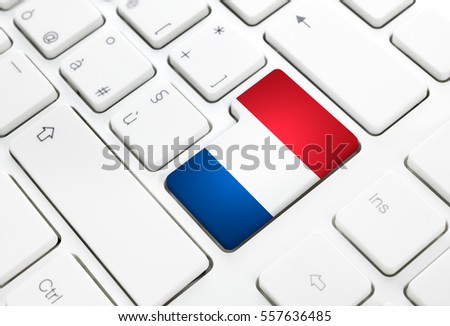 Dutch language or Netherlands or web concept. National flag enter button or key on white keyboard