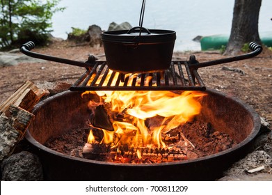 Dutch Oven Cooking Over A Campfire