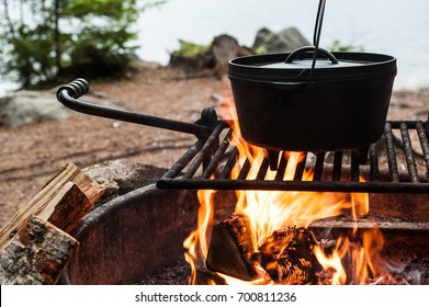 Dutch Oven Cooking Over A Campfire