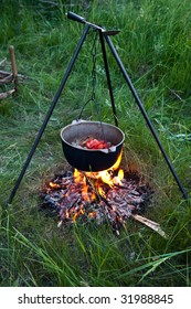 Dutch Oven Cooking Over An Open Flame