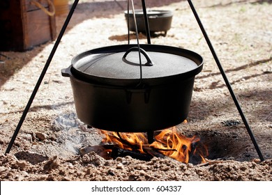 Dutch Oven Cooking Over An Open Flame