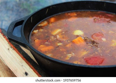 Dutch Oven Stew Over The Fire 