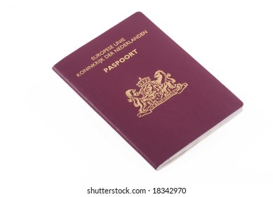 Dutch passport isolated on a white background.