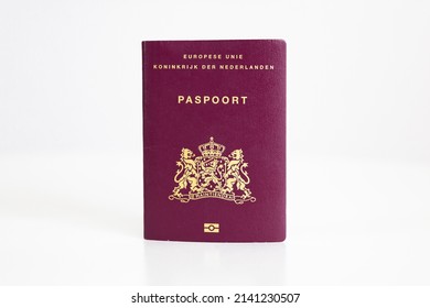 Dutch passport on a plain white background