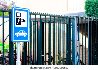 Dutch Road Sign: Parking For Electric Vehicles Only