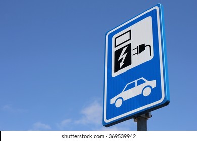 Dutch Road Sign: Parking For Electric Vehicles Only