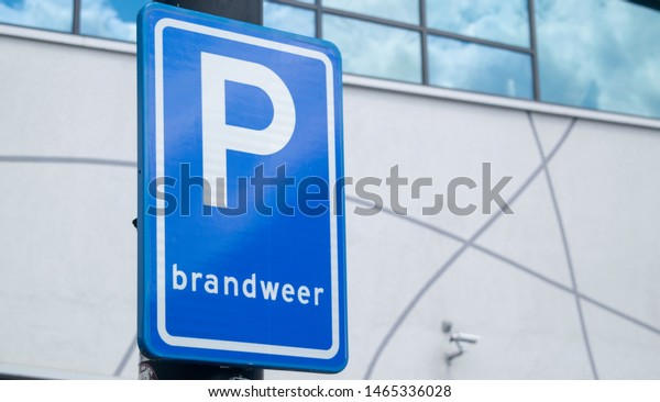 Dutch Road\
Sign: Parking only for fire\
department