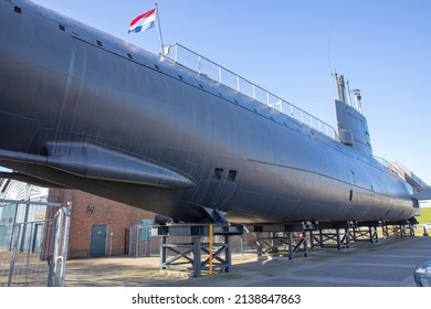 Dutch submarine in the Marine Museum in Den Helder, North Holland, Netherlands, 03-20-2022