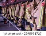 dutch uniforms of firefighters in fire station