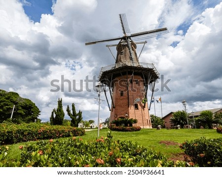 Dutch windmill replica in Holambra, Sao Paulo state. Holambra is the major flower production and dutch immigrant citizens in Brazil.