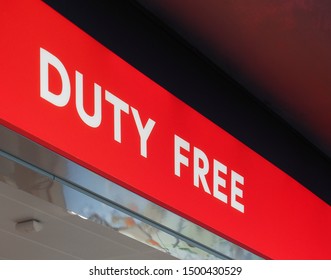 Duty Free Shop Sign In An Airport