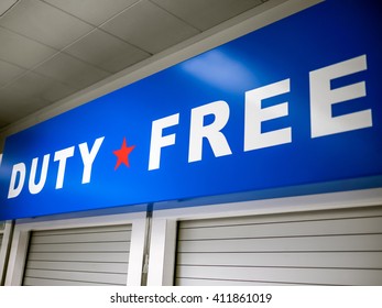 Duty Free Sign At An Airport Store