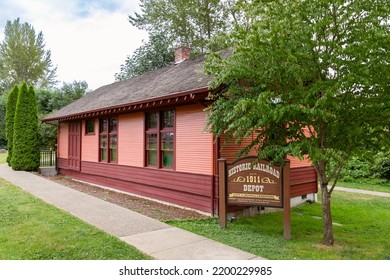 Duvall WA USA 07-22-2022: Railroad Depot Historic Landmark