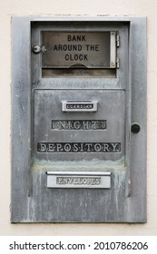 Duvall, WA, USA - July 16, 2021; A Vintage disused Guardian Night Depository box on the outside of the former bank building in downtown Duvall Washington