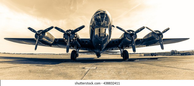 DUXFORD, UK - CIRCA 2012: Historic bomber B-17 called Memphis Bell at Duxford museum.