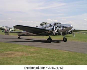 Duxford, UK- July.09.2005: Lockheed Model 12A Electra Junior In Flying Legend 2005