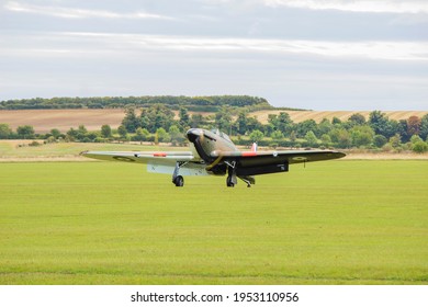 Duxford, United Kingdom - 09-23-2018: Hawker Hurricane Ready For The Take Off During Airshow