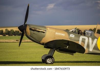 Duxford, United Kingdom - 09/23/2018: Spitfire At Duxford Imperial War Museum