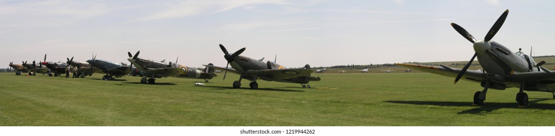 Duxford, United Kingdom - July 9 2005: Aircrafts Are Displayed For Flying Legend 2005 Airshow In Duxford Aerodrome.