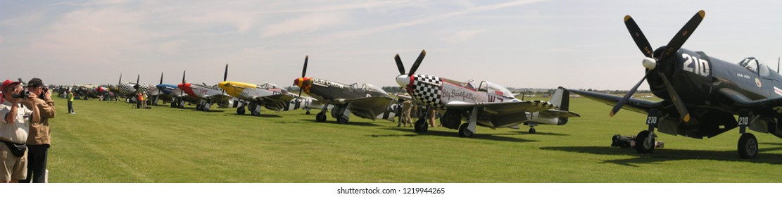 Duxford, United Kingdom - July 9 2005: Aircrafts Are Displayed For Flying Legend 2005 Airshow In Duxford Aerodrome.