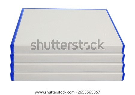 dvd case stack on white background