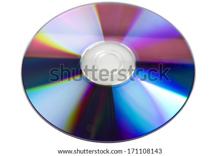 DVD disk DVD-rom close up on white background