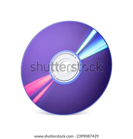 DVD-R writable disk for music, video, movie or data storage isolated on white background.