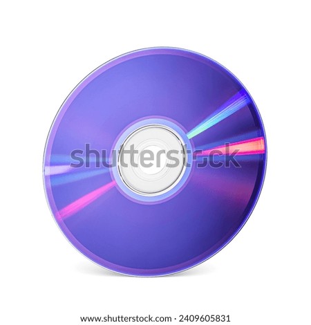 DVD-R writable disk for music, video, movie or data storage isolated on white background.