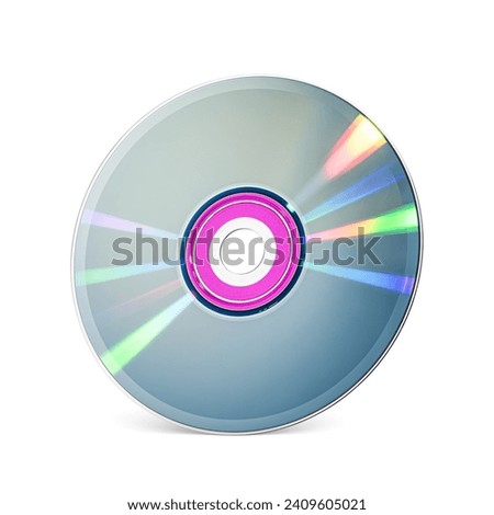 DVD-RW, CD-RW rewritable disk for music, video, movie or data storage isolated on white background.