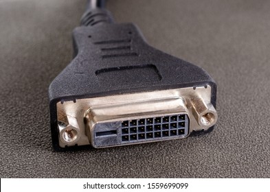 DVI-D adapter cable with female socket/plug interface close up